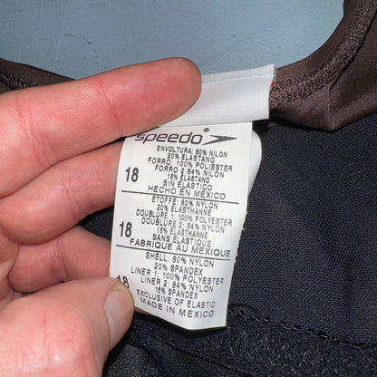 Speedo NWT Women 18 Swimwear Brown One Piece Ruched Logo Adult VTG