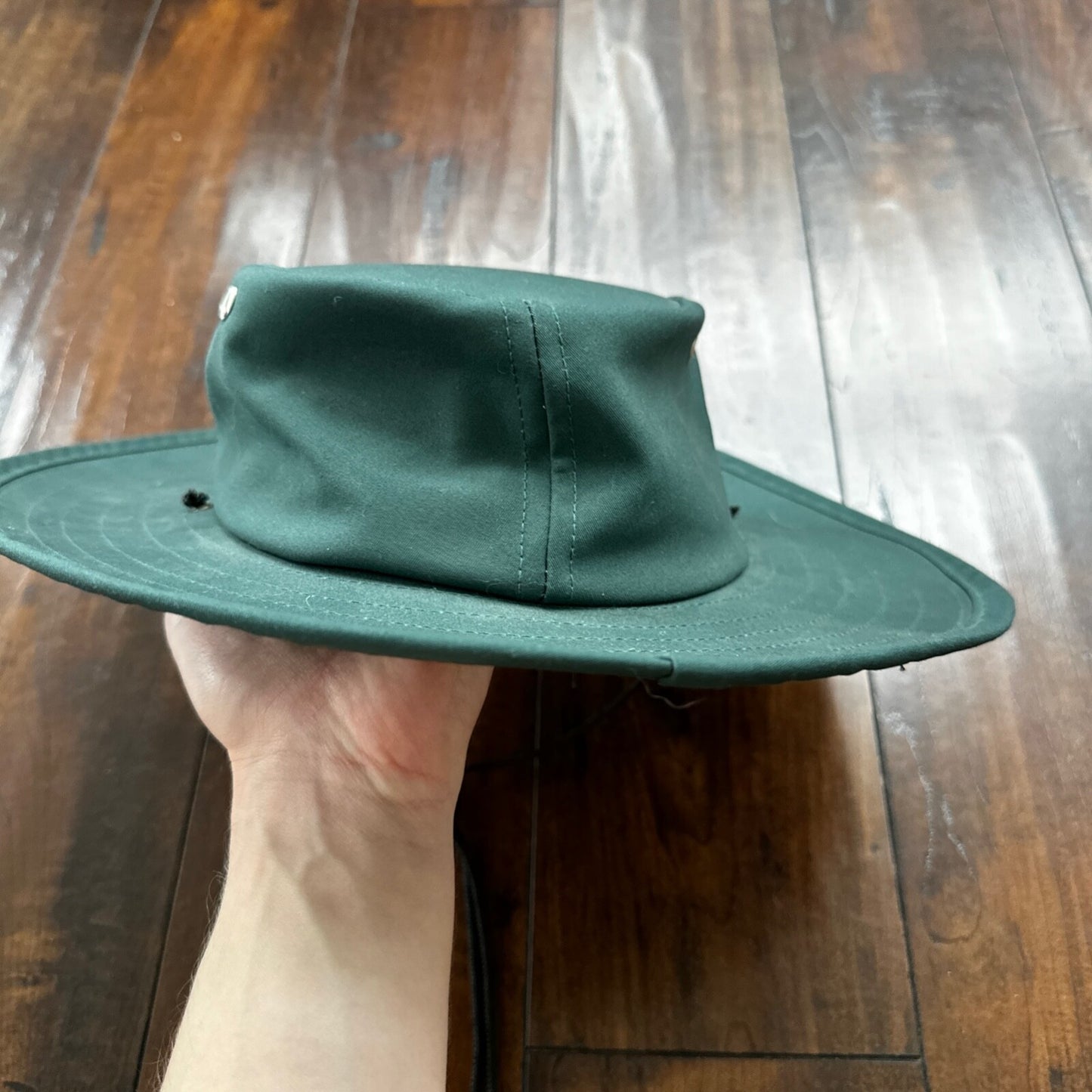 Vintage Summer Club Wide Brim Hat Australia Chin Strap Beach Sun Boho Green Hike