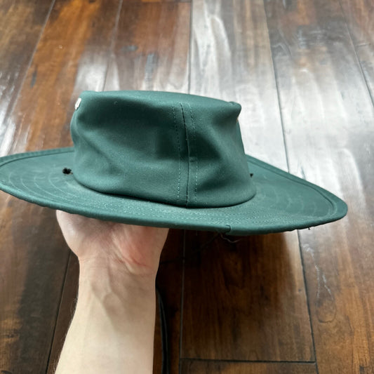 Vintage Summer Club Wide Brim Hat Australia Chin Strap Beach Sun Boho Green Hike