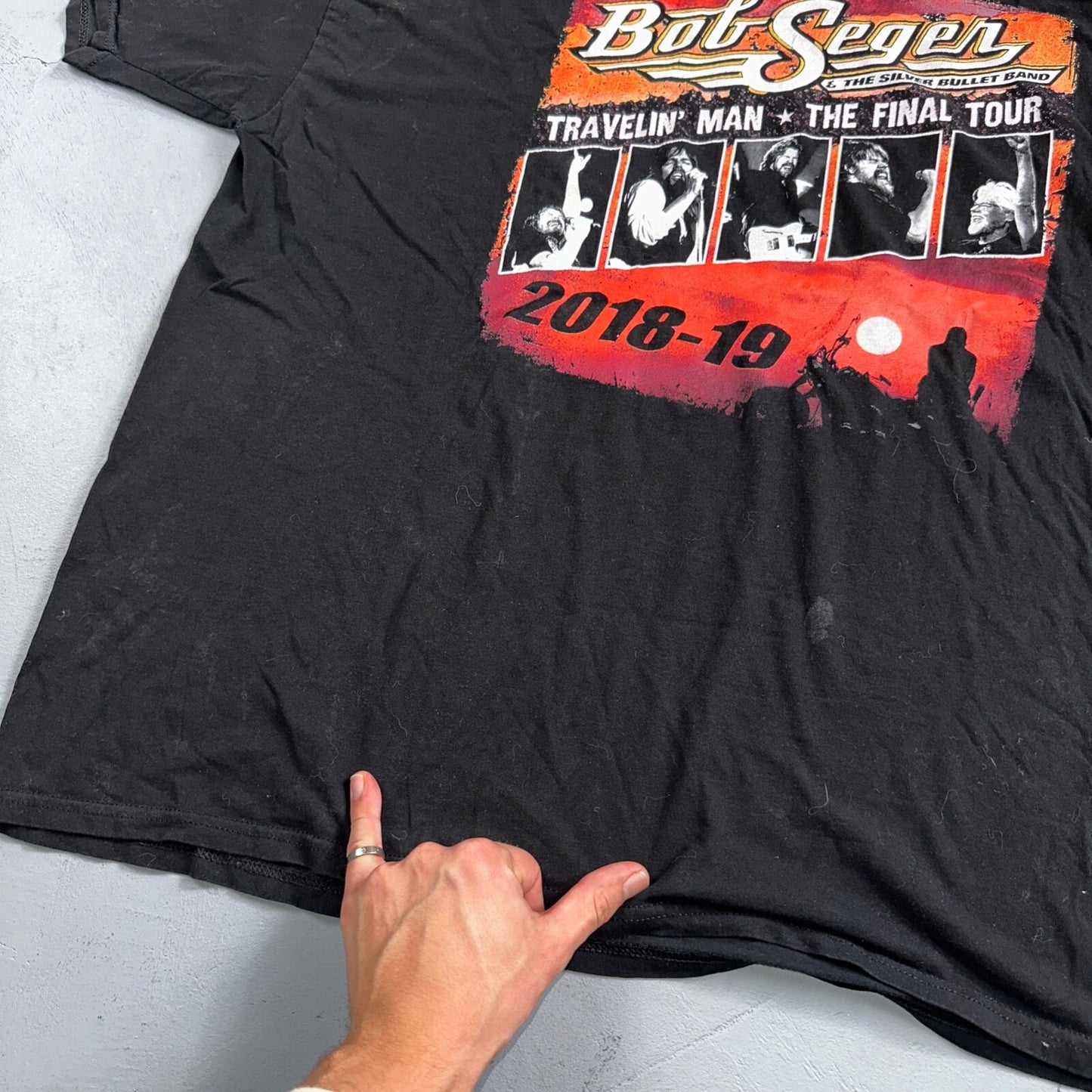 Bob Segen Final Tour VTG T Shirt 2019 Worn Cool Fade Big Size Black Rock N Roll