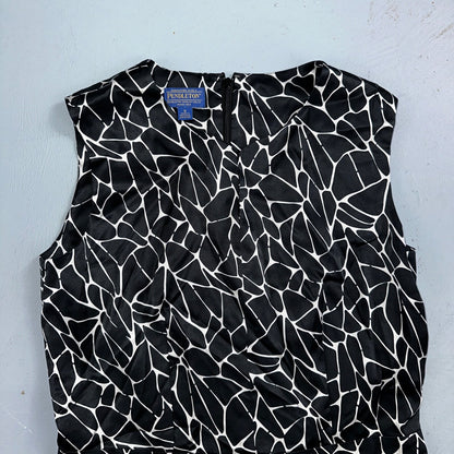 Pendleton Women's Size 6 Silk Blend Sleeveless Black White Fit N Flare Dress
