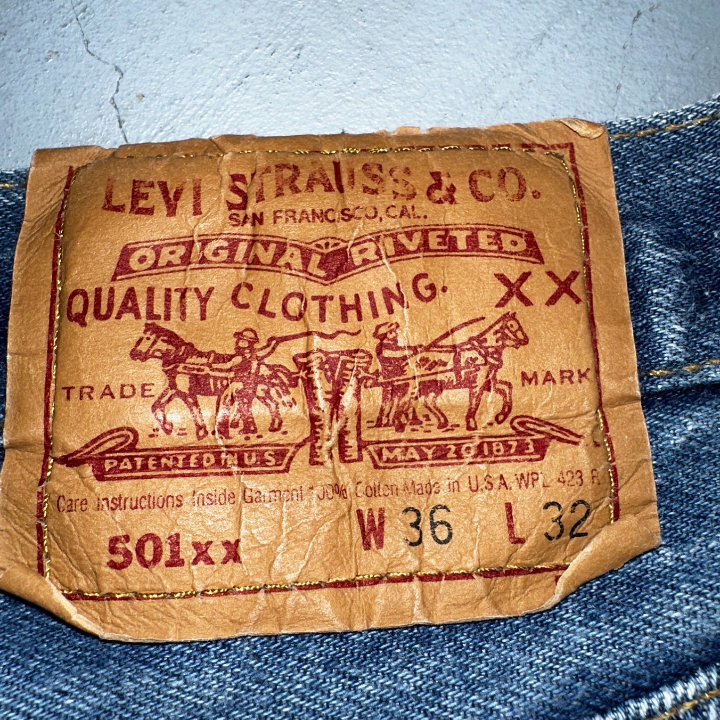 Levis 501 Vintage 90s USA XX Straight Leg Jeans Blue Med Wash 36x32 Act 32x28