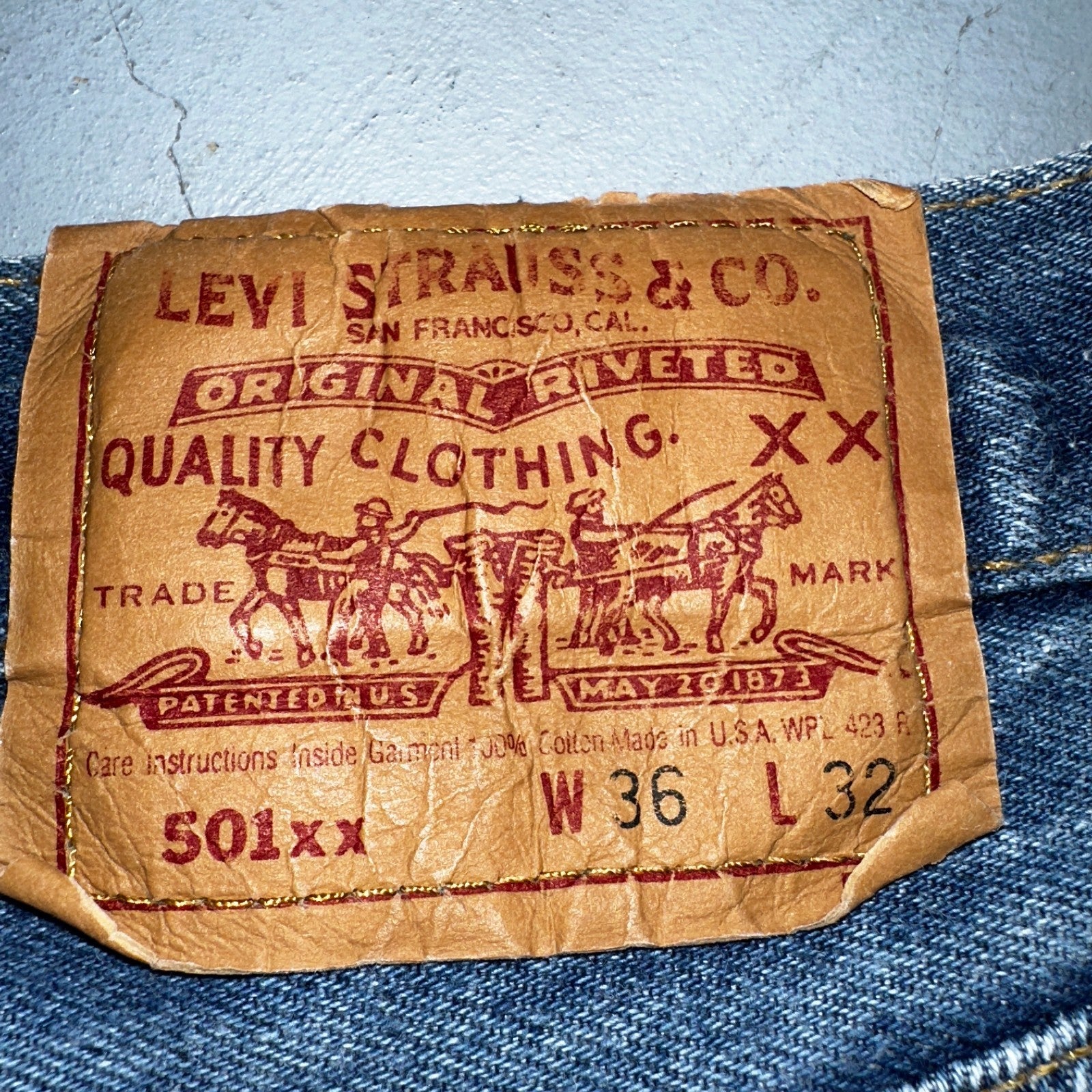 Levis 501 Vintage 90s USA XX Straight Leg Jeans Blue Med Wash 36x32 Act 32x28