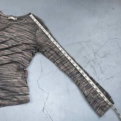 Prana Long Sleeve T-Shirt Activewear Womens Size L Gray Striped Mulitcolor