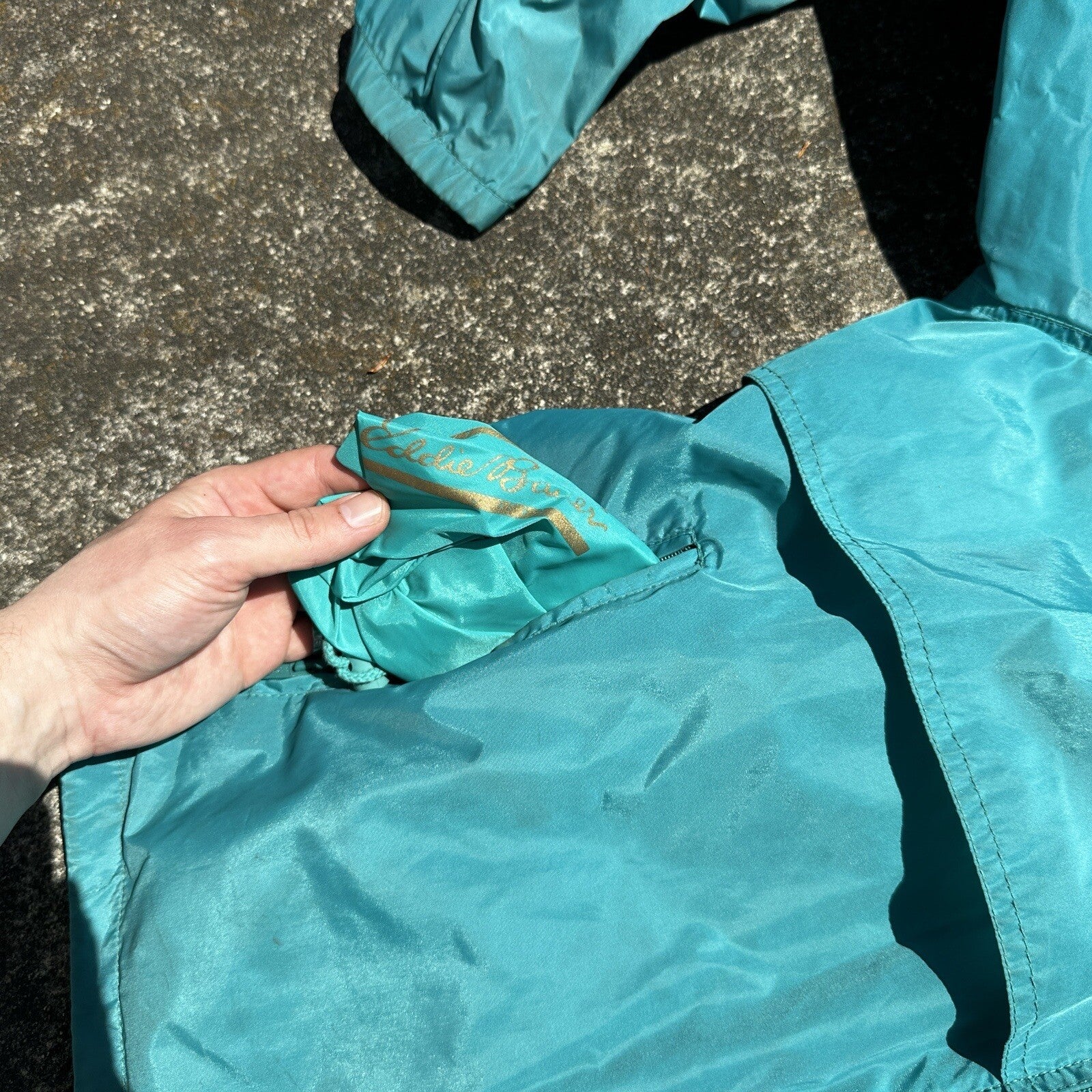 Eddie Bauer XL Blue Rain Jacket Mens Full Zip Outdoor Hike Vintage 1990s 90s