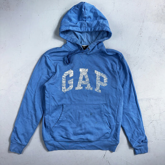 GAP Hoodie Mens Small Blue Navy Lightweight Spellout Casual Sweater Sweatshirt