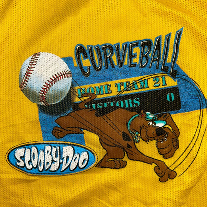 Vintage Scooby Doo Curveball Shirt Boys Size 12 Yellow Jersey Baseball 2000 Y2K