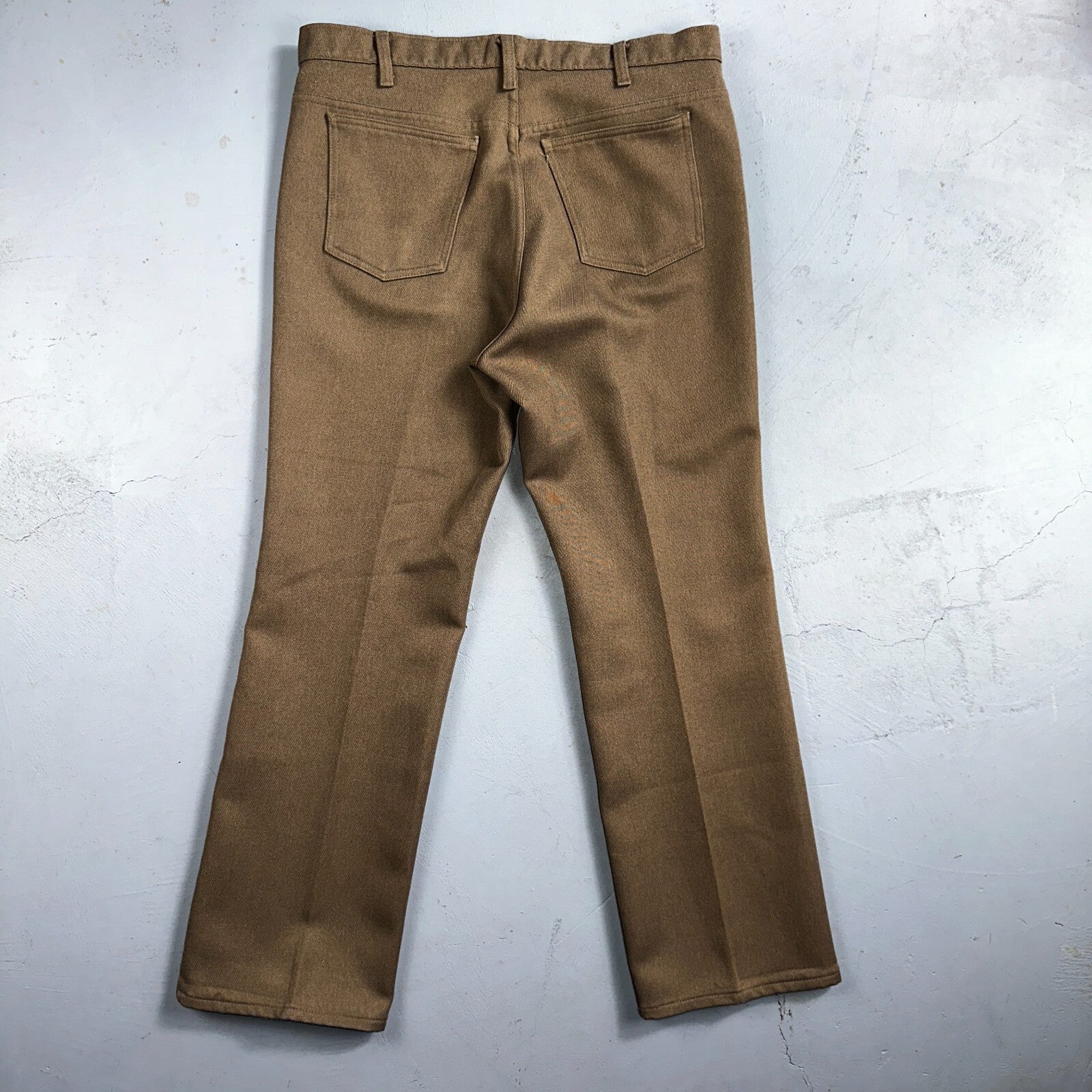 Levis 70s USA 517 36x30 Bootcut Pants Brown Polyester Slacks Vintage 35x30