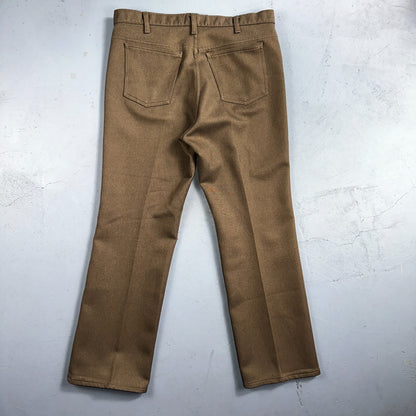 Levis 70s USA 517 36x30 Bootcut Pants Brown Polyester Slacks Vintage 35x30
