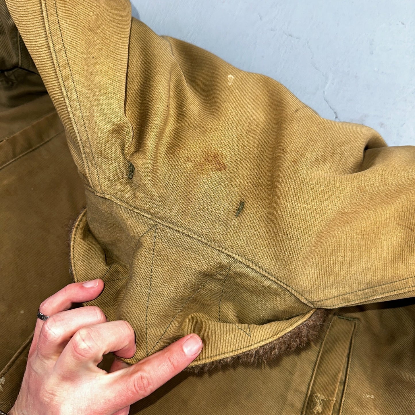 VTG WWII US NAVY USN N1 Deck Jacket Sz 38 Alpaca Stencil Work Coat Rare WW2