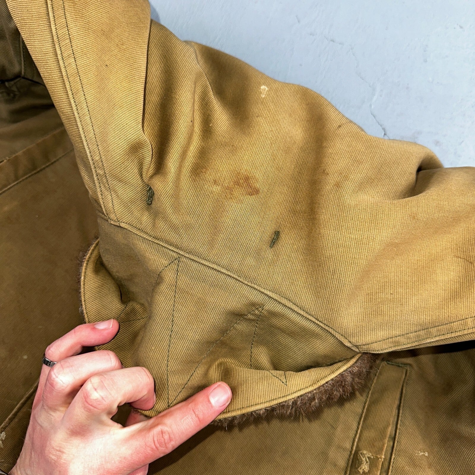 VTG WWII US NAVY USN N1 Deck Jacket Sz 38 Alpaca Stencil Work Coat Rare WW2