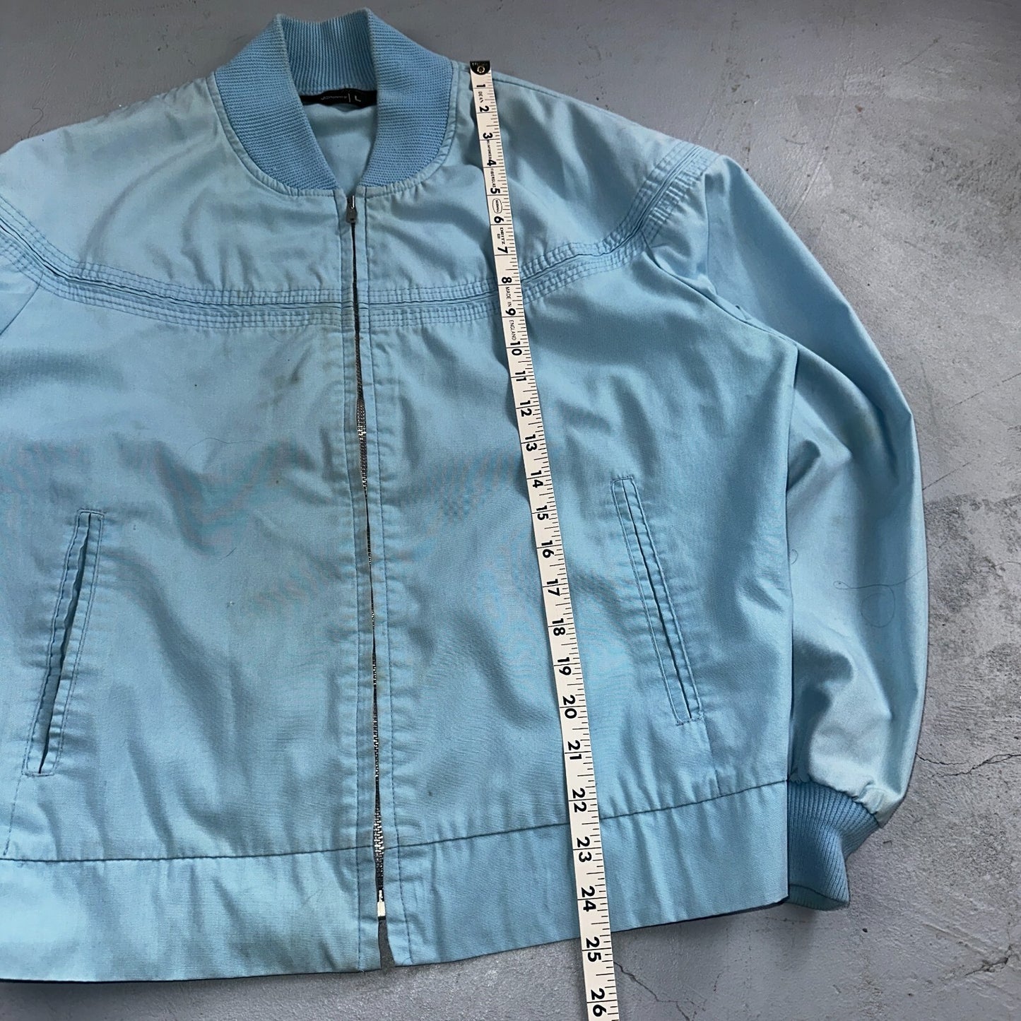 Vintage JC Penneys 70s Derby Jacket Sports USA Baby Blue Talon Bomber Large