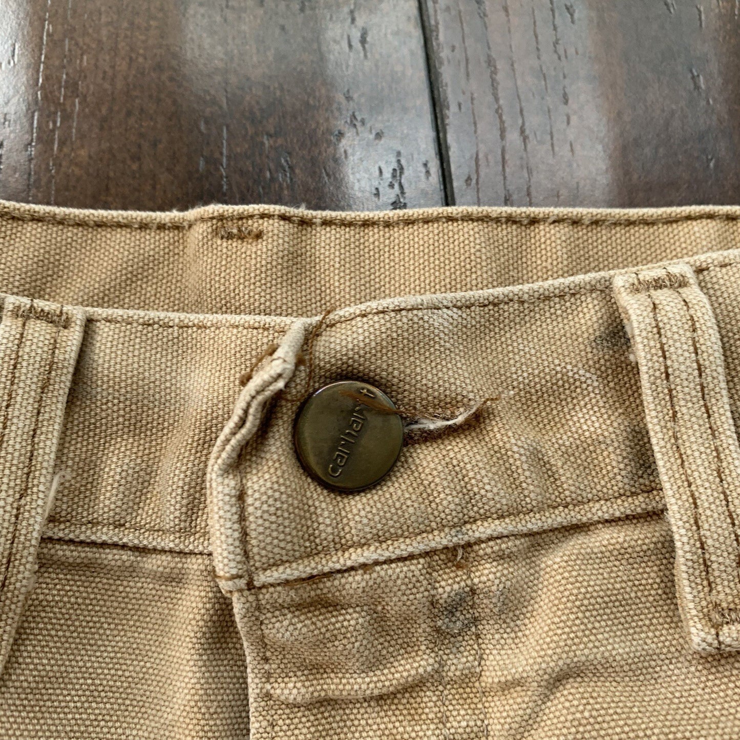 Vintage USA Made Carhartt Men's Thrashed Canvas Carpenter Shorts 90s Double Knee