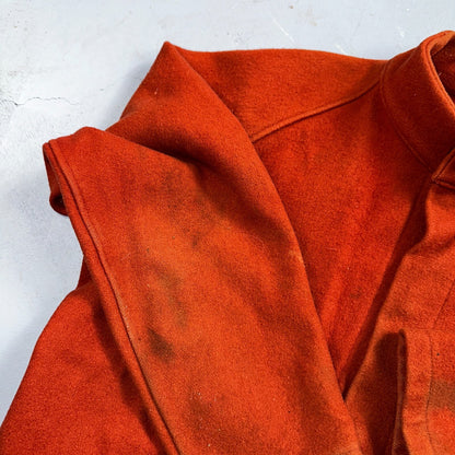 Vintage 60s 70s Wool Delivery Workwear Jacket M Rockabilly Burnt Orange Red