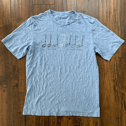 Travis Mathew Light Blue Pima Cotton Golf Club T-Shirt Size M VTG STYLE