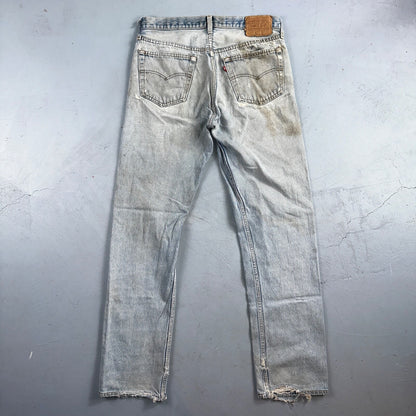 Levis 501 Vintage 80s USA XX Straight Leg Jeans Blue Light Wash Torn Act 32x33