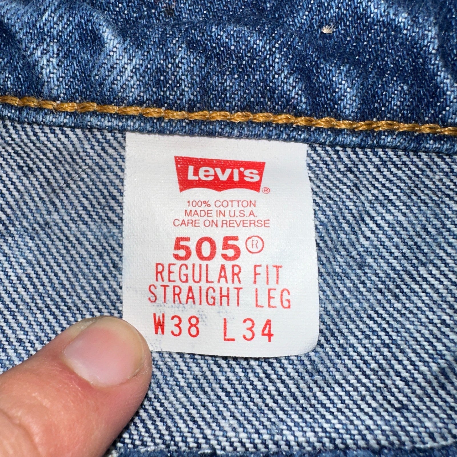 Levis 505 Vintage 90s USA Orange Tab Jeans 38x34 Blue Med Wash 501 Act 36x34
