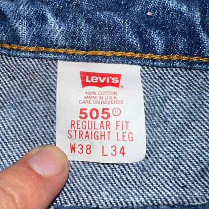 Levis 505 Vintage 90s USA Orange Tab Jeans 38x34 Blue Med Wash 501 Act 36x34