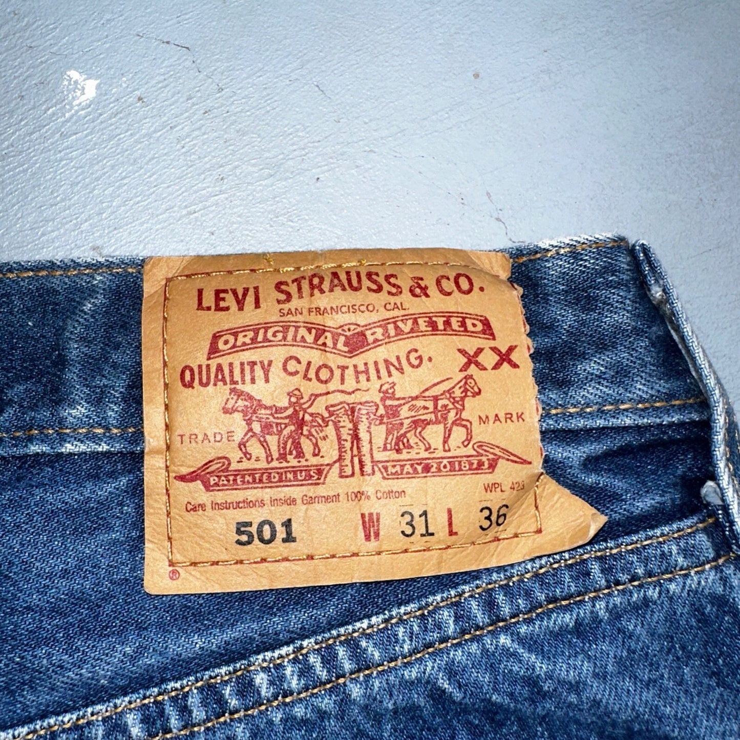 Levis 501 Vintage 90s XX Straight Leg Mexico Jeans 31x36 Dark Wash Act 29x32