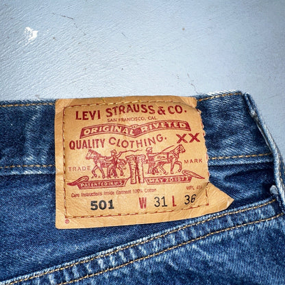 Levis 501 Vintage 90s XX Straight Leg Mexico Jeans 31x36 Dark Wash Act 29x32