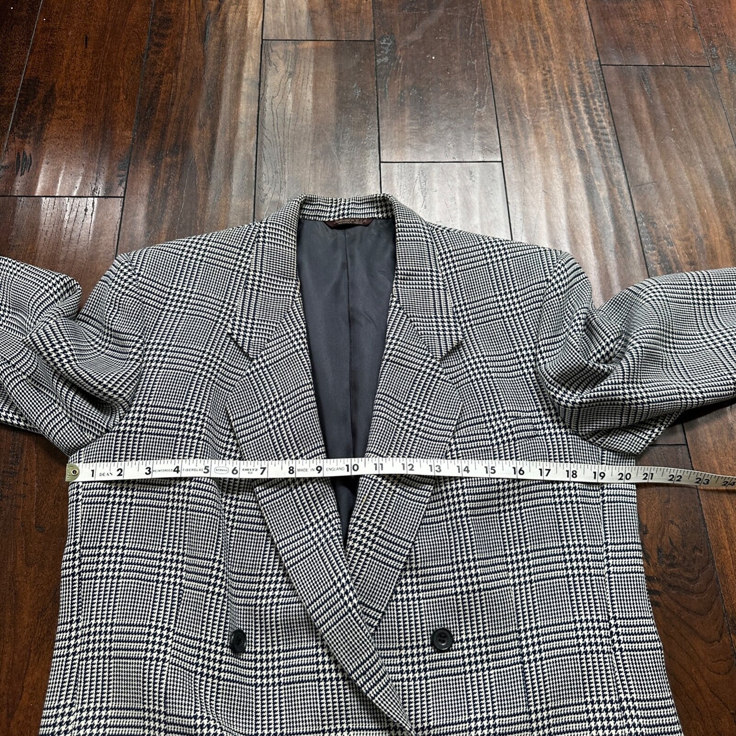 Vintage Cricketeer Womens Nordstrom Double Breasted Blazer Pure Wool 80s Plaid