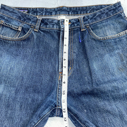 Patagonia Regular Straight 35x33 Organic Cotton Dark Denim Blue Jeans Zipper Fly