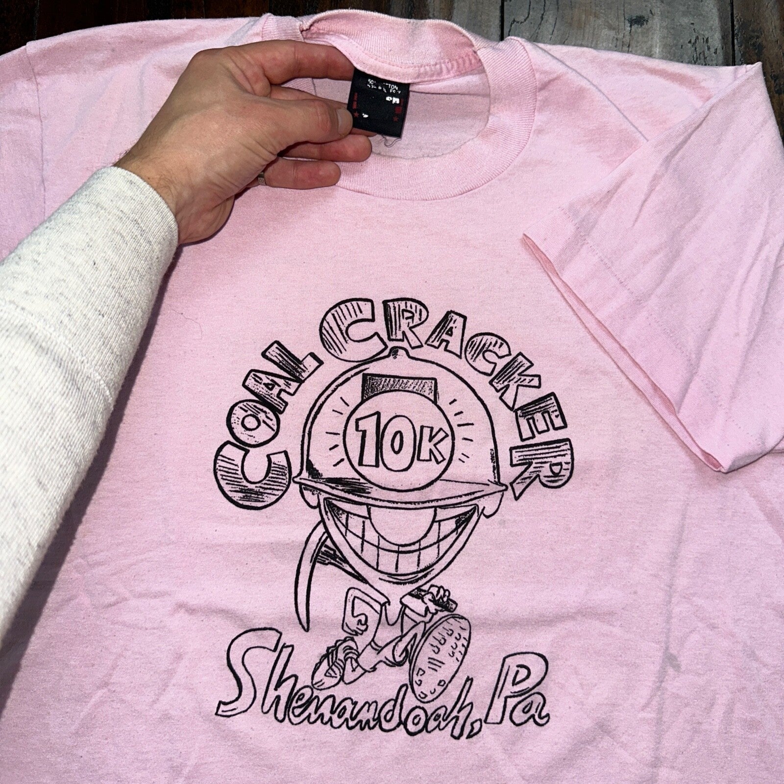 Coal Cracker Shenandoah Pennsylvania Vintage T Shirt PA NYC Pink Funny Marathon