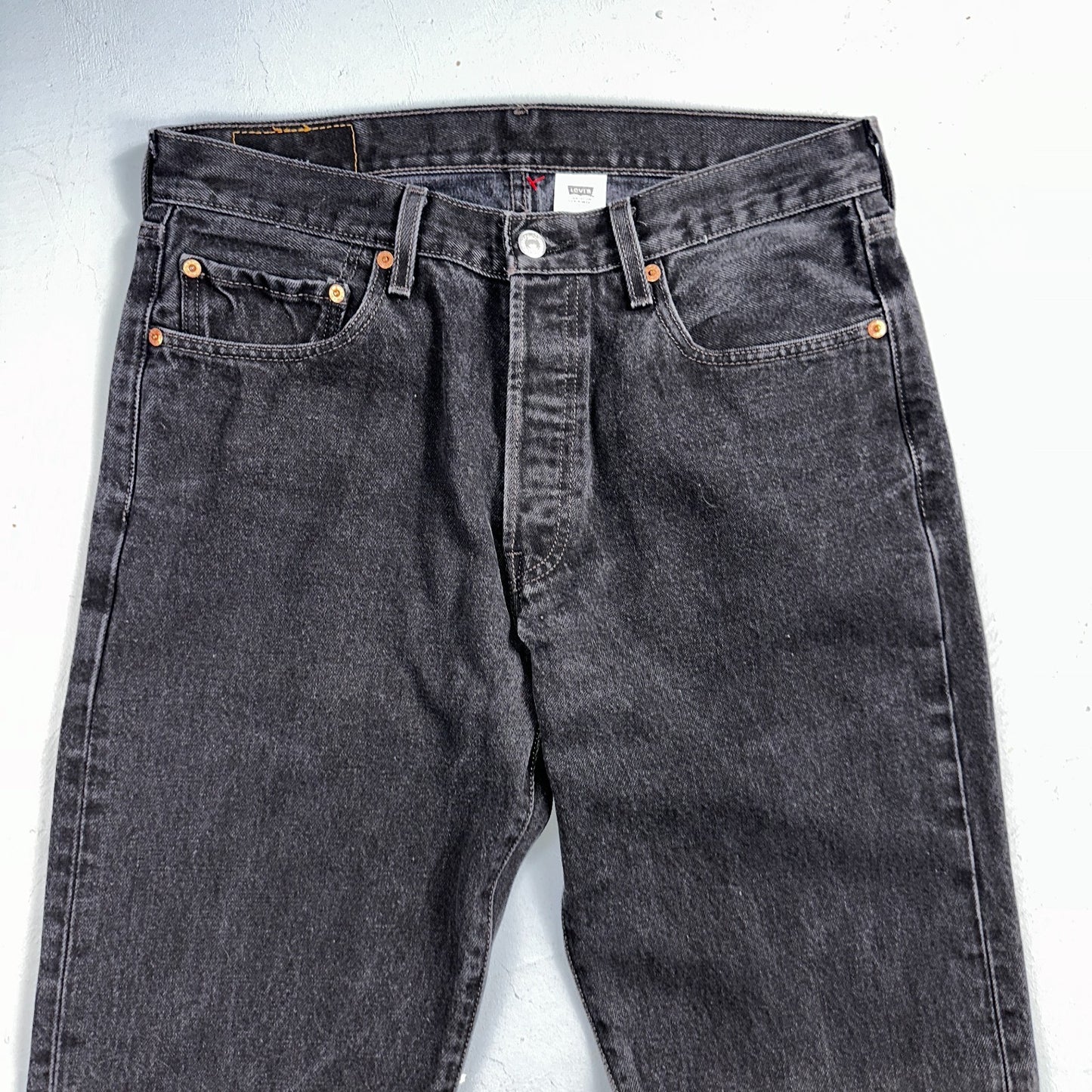 Levis 501 Vintage Y2K 90s XX Straight Leg Jeans Black Faded Wash 33x34 Act 32x33