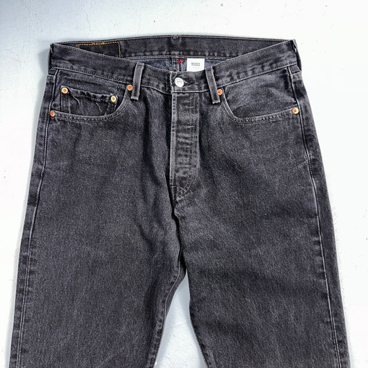 Levis 501 Vintage Y2K 90s XX Straight Leg Jeans Black Faded Wash 33x34 Act 32x33