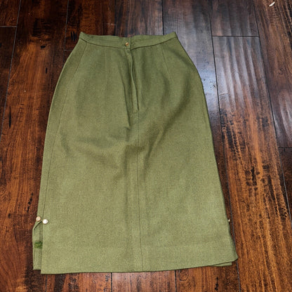 VTG USA Rockabilly Womens Dress Skirt 60s 70s Bottom Plaid Cute Green Wool