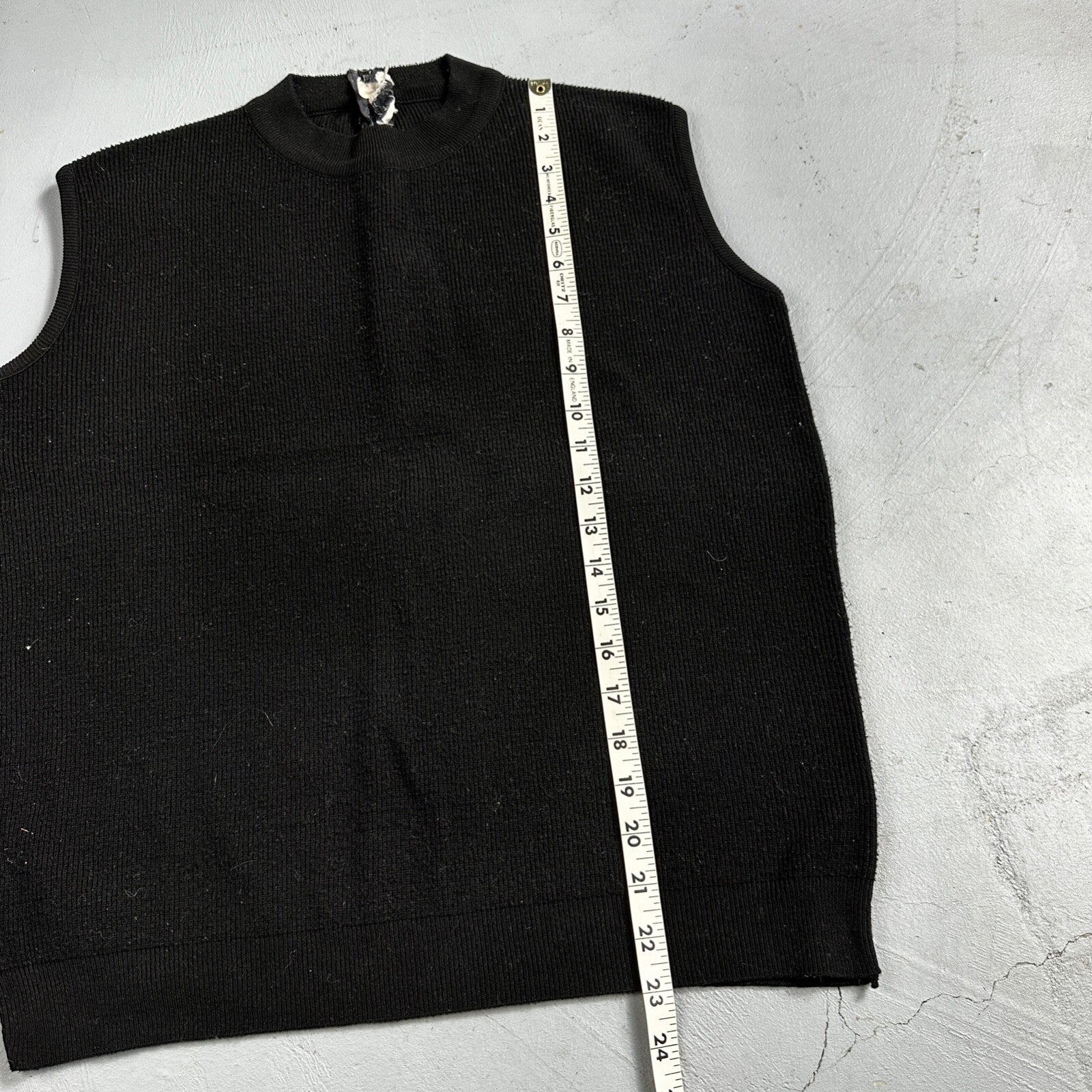 Black Cute Womens Knit No Sleeve Sweater 70s 80s Basic Essentials Look