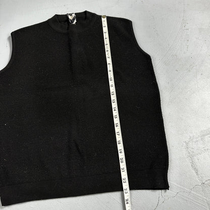 Black Cute Womens Knit No Sleeve Sweater 70s 80s Basic Essentials Look