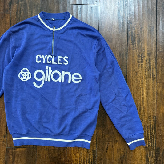 Cycle Gitane 1960s Quarter Zip Crewneck Sweater Chain Stitch Rockabilly 60s RARE
