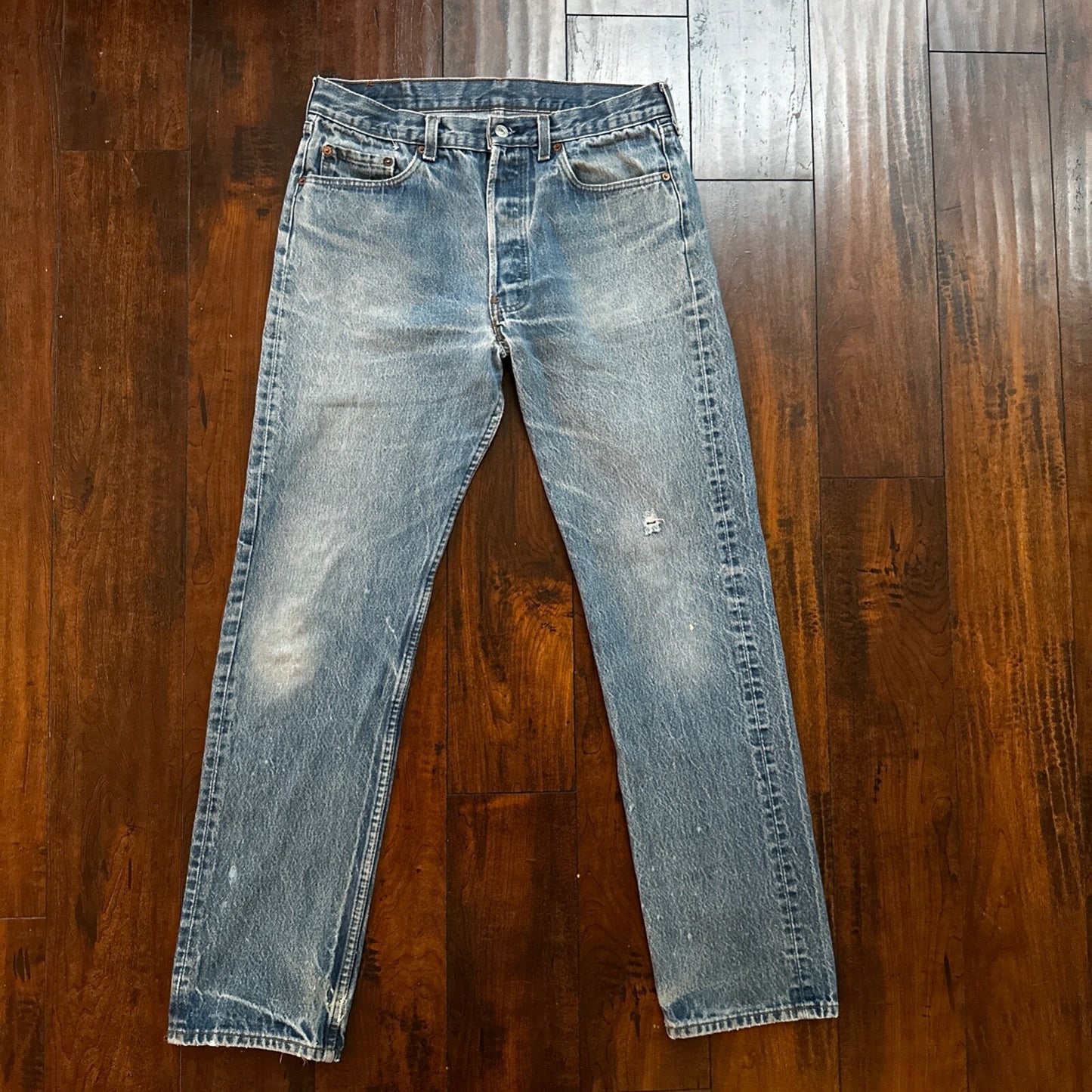 VTG 80s Levis 501 Button Fly 35x32 USA Tag Jeans Straight Wash Blue XX Act 31x31