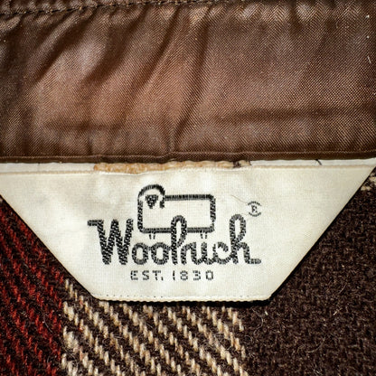 Vintage 70s Woolrich Heavy Thick Wool Plaid Brown Red Shirt Jacket XL 1970s