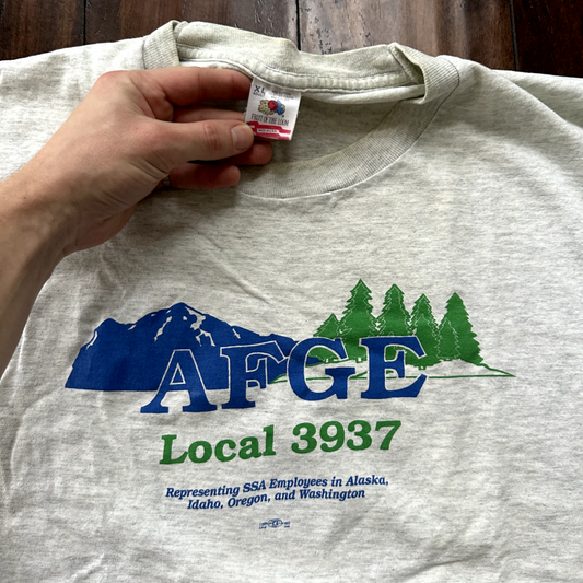 AFGE Vintage T Shirt Oregon Washington Running Local 3937 Gray Single Stitch