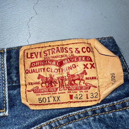 Levis 501 Vintage Y2K XX Straight Leg Jeans Blue Med Wash 42x32 Act 38x28