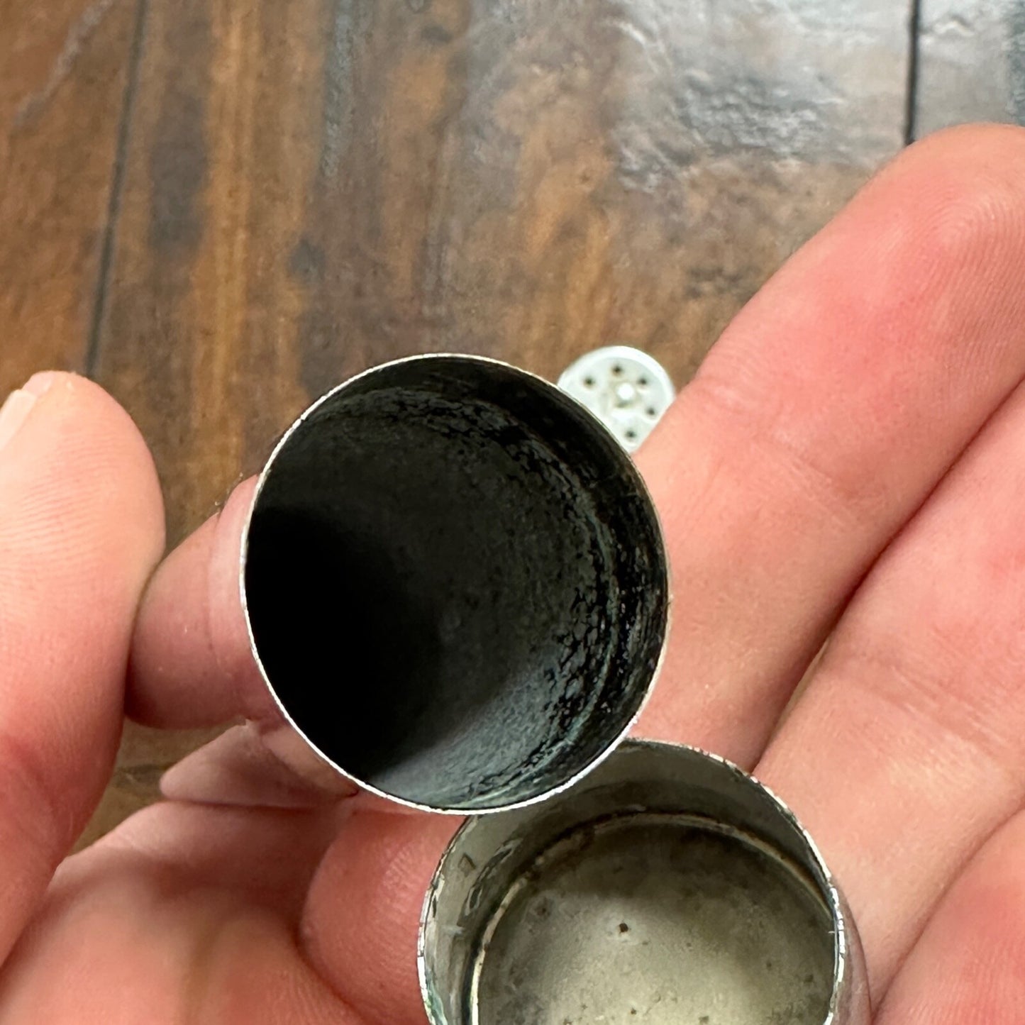 Vintage Modern MCM Silver Tone Chrome Bullet Shaped Salt & Pepper Shakers Eames