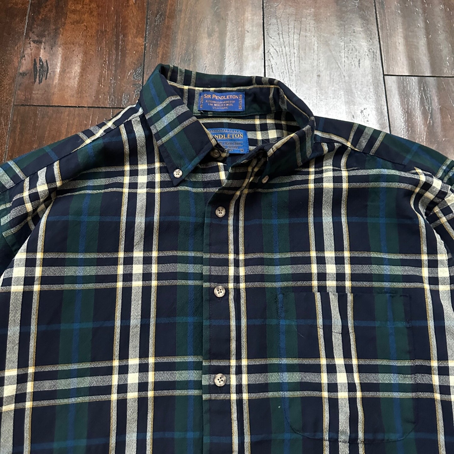 Pendleton Fireside Shirt Sir Pendleton Plaid Wool Flannel Size Large VTG Nice!