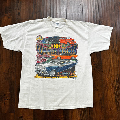 Hot Summer Nights Racing Cars VTG T Shirt 2003 Brooks Oregon PDX Muscle Y2K