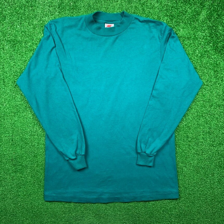 Vintage Nike T Shirt USA Rare Single Stitch Blank Green 90s Essential Basic Lot