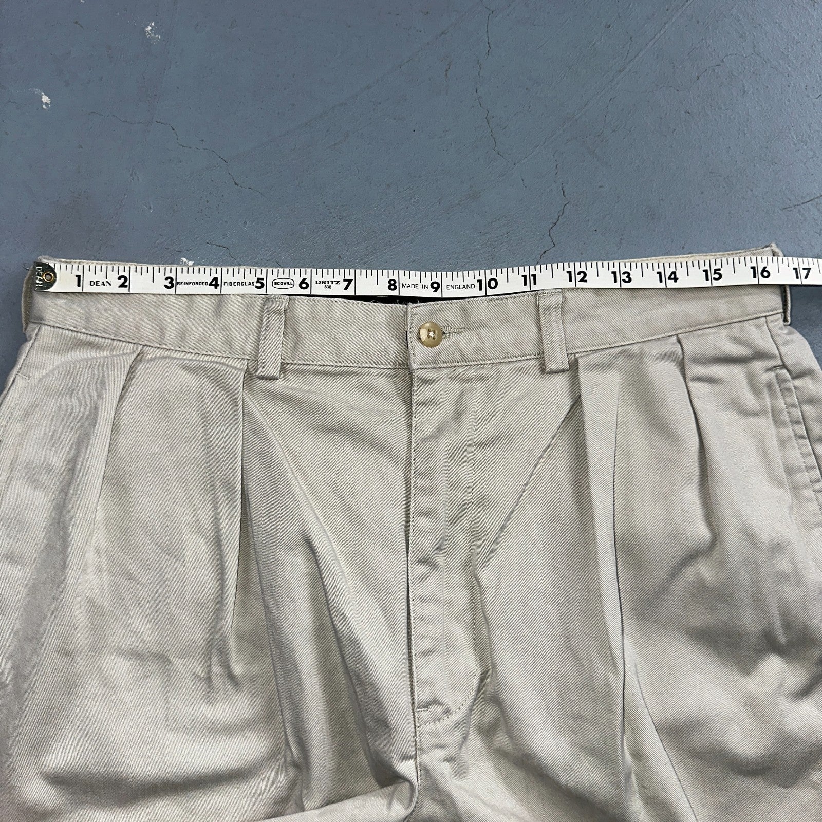 Polo Ralph Lauren Chino Pleated Shorts Mens 34 Beige Khaki 100% Cotton Vintage