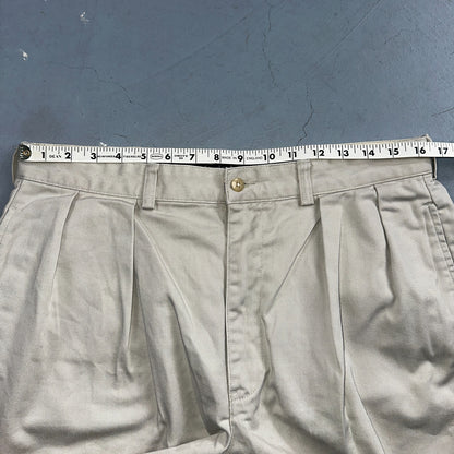 Polo Ralph Lauren Chino Pleated Shorts Mens 34 Beige Khaki 100% Cotton Vintage