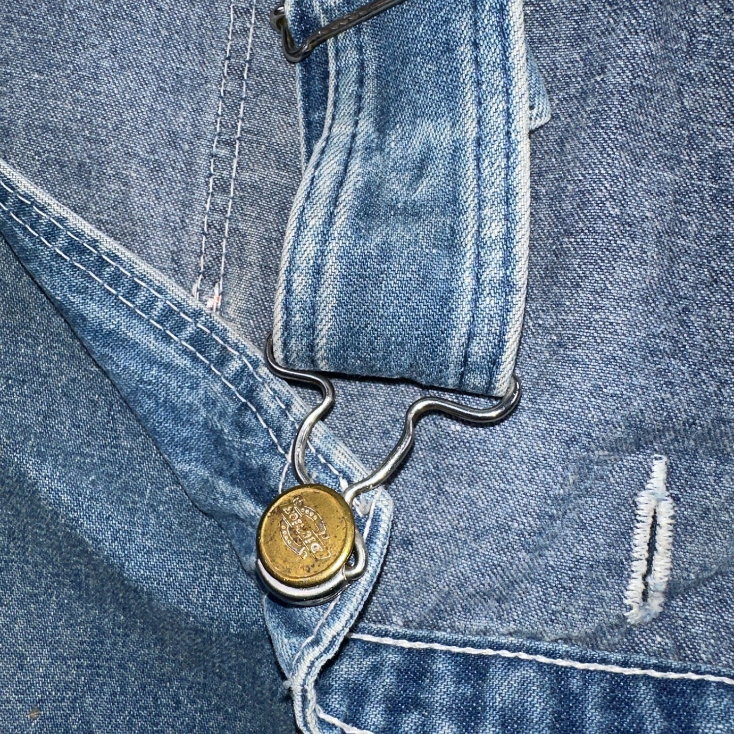 Dickies Vintage 70s Denim Bib Overalls 44x32 Carpenter Indigo Blue Workwear USED