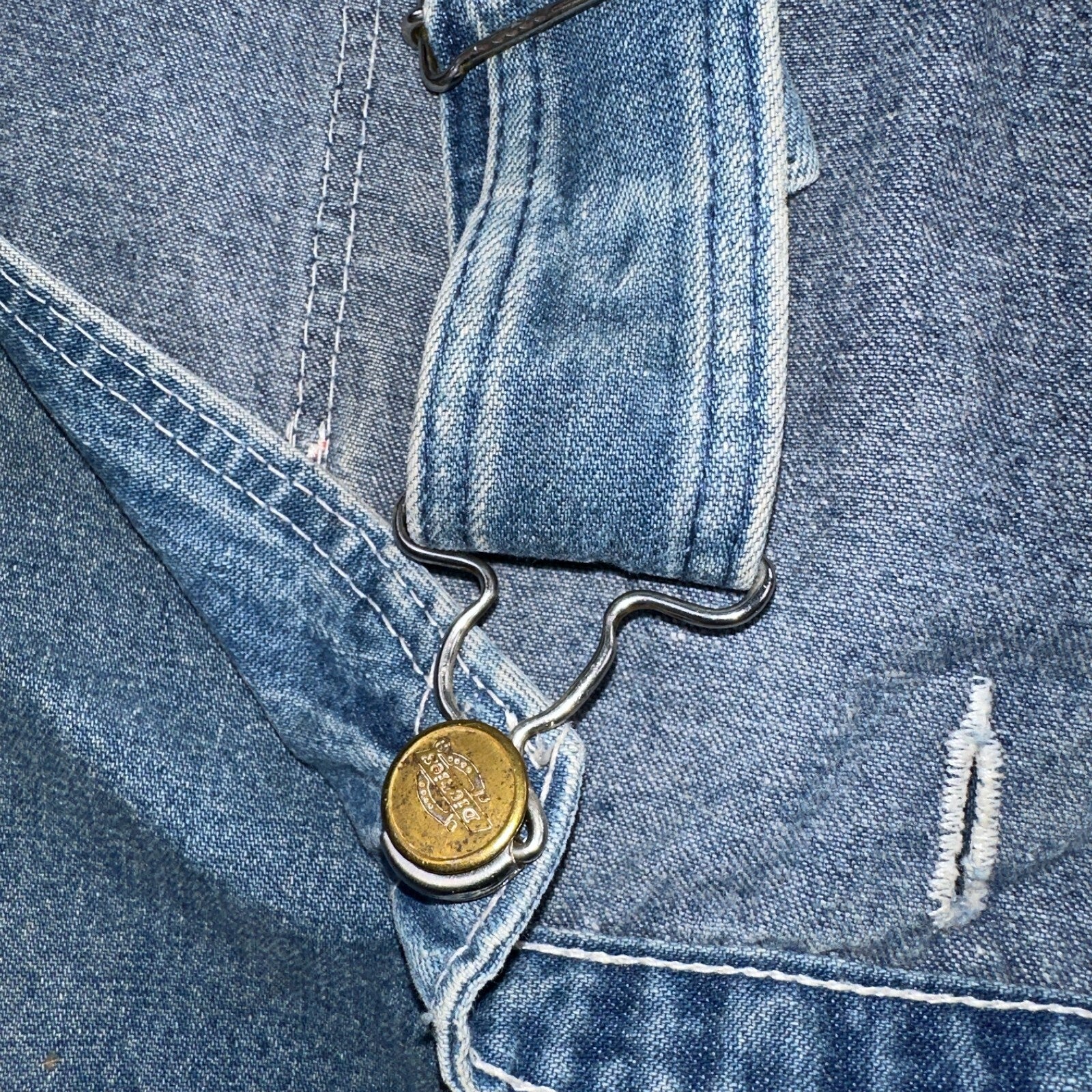 Dickies Vintage 70s Denim Bib Overalls 44x32 Carpenter Indigo Blue Workwear USED