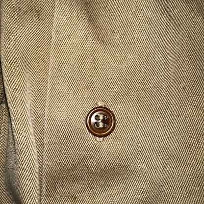 Vintage 40s WWII Gusset Khaki Work Army Military Button Shirt Stencil USN