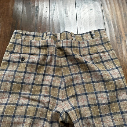 1960s 1970s Brown Sport Jacket VTG Mens Suit 44 36x28 Rockabilly Checkerboard