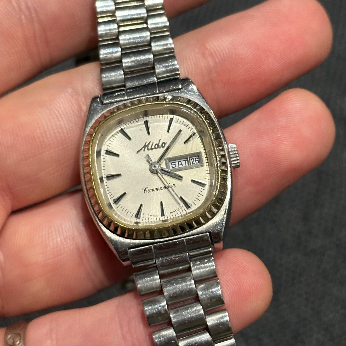 Mido Commander Automatic Silver Dial Stainless Steel Lady's Watch SWISS VINTAGE