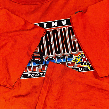 Denver Broncos 1997 Vintage Logo 7 AFC Champion T Shirt Orange Football 2XL