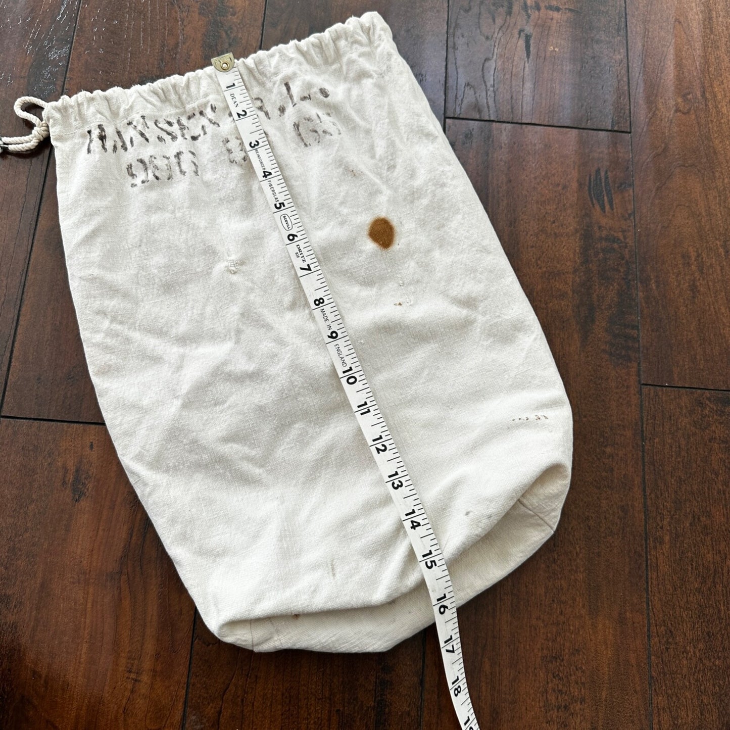 VTG WWII Canvas Garment Laundry Bag White Military Denim 1940s 40s 50s Stencil